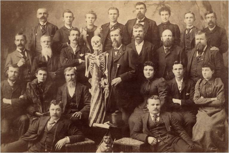 The 1894 Graduating Class of ASO with “Columbus" the Skeleton